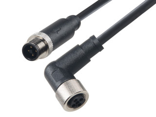 M12 4PIN-T Male-straight&Female-right angled Unshielded